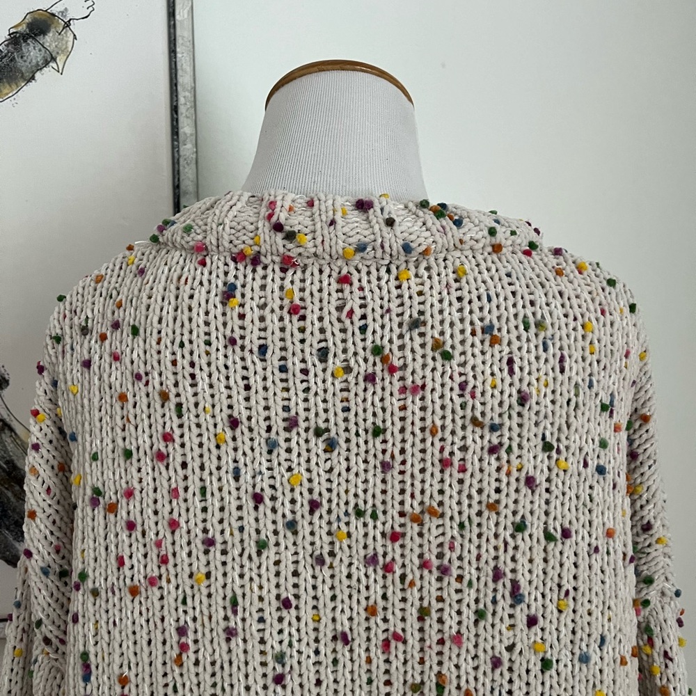 Seven7 Women's Chunky Knit Multicolor Pom Pom Sweater Size Small - Picture 3 of 9
